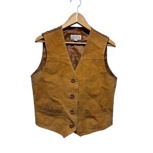 Kathy Ireland leather vest brown tan suede material nylon lined women's size L